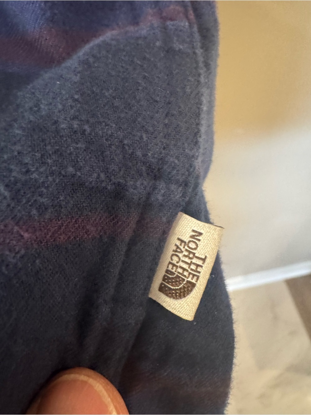 The North Face Navy Shirt with Subtle Red Stripe - Picture 5 of 7